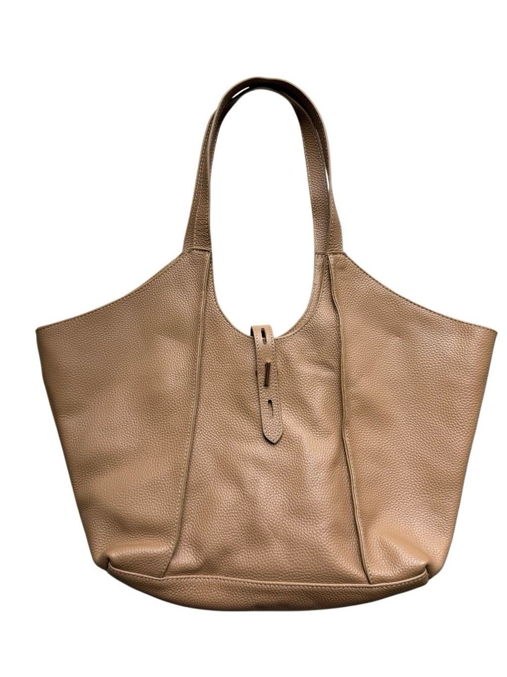 Tote Le Monde 100% Leather Milan Tote In The Color Camel Tan - Picture 7 of 12